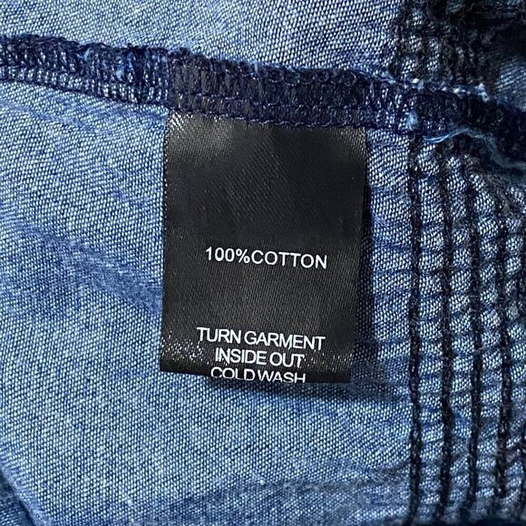 LAPIS Chambray Cotton Tiered Maxi Dress in Blue Size Large - Picture 7 of 7